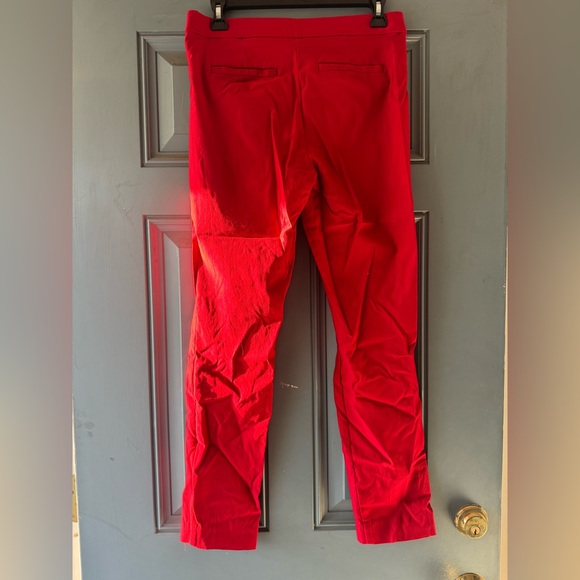 NWOT/EUC Tenney Mid Rise Slim Straight Ankle Trouser in Bright Red - Picture 12 of 14